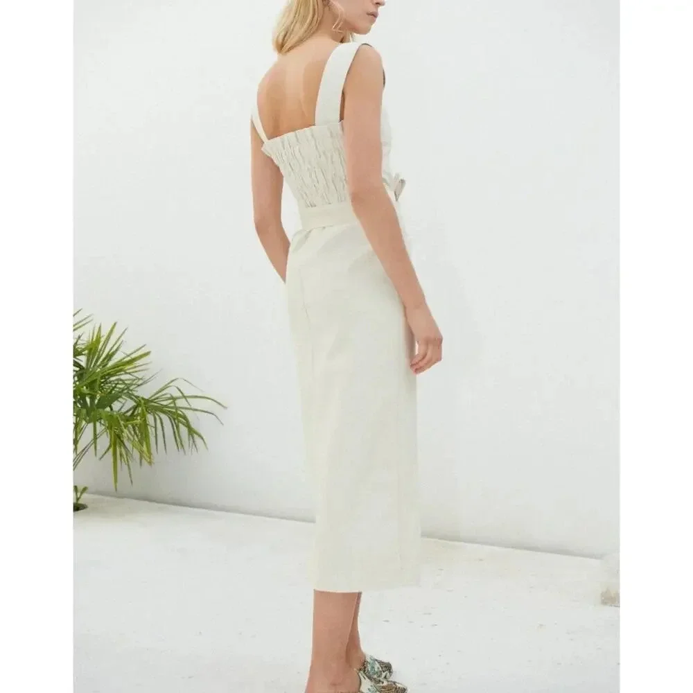 Nanushka Sally Denim Creme Midi Dress XS - Picture 5 of 13